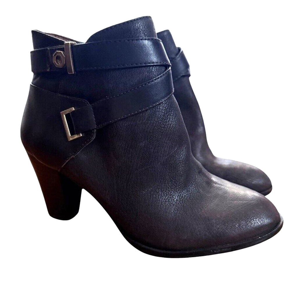 Louise Et Cie Ranier Womens Brown Leather Ankle Boots Booties Chunky Heel sz 7